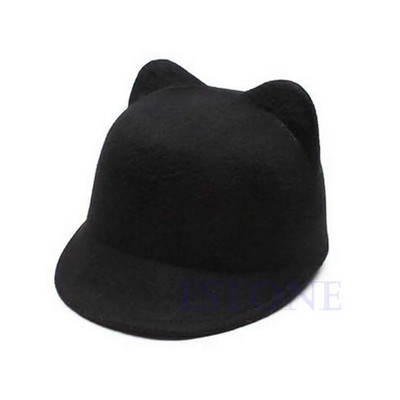 Karstā izpārdošana ziemas modes sieviešu velna cepure Jauka kaķenīte kaķa ausis vilna Derby bouleri cepure