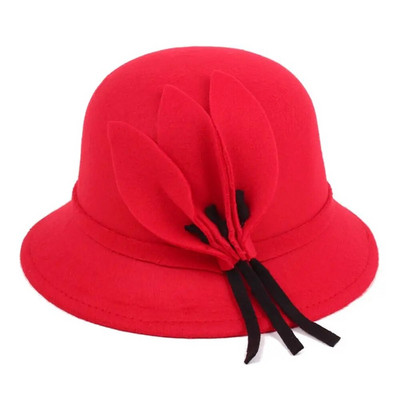 Καπέλο Fisherman Κομψό μάλλινο τσόχινο κουβά Καπάκι Church Bowler Καπέλα Cloche Γυναικεία Vintage ρετρό καπέλο Φθινοπωρινό Χειμώνα ζεστό καπέλο