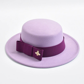 Νέο καπέλο Fedora για γυναίκες Κομψό μοντέρνο επίσημο στολισμό εκκλησιών Καπέλο με φιόγκο τζαζ καπέλο Chapeau Femme