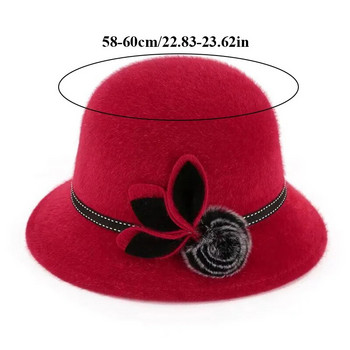 Γυναικείο καπέλο φθινοπώρου και χειμώνα Κομψό μονόχρωμο βελούδινο εκκλησάκι γάμου με τζαζ καπέλο γυναικείο φιόγκο Bowler Vintage καπέλο κουβά 2022