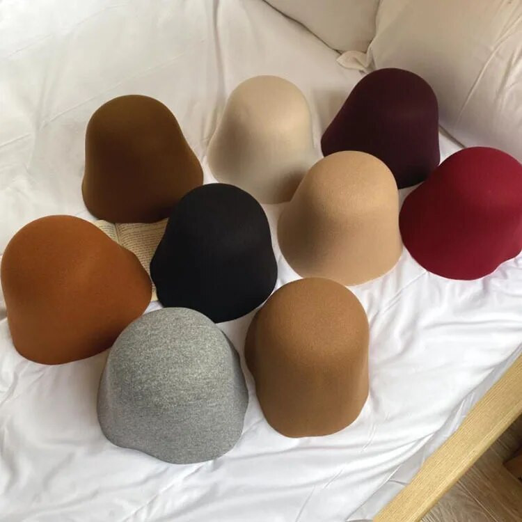 Klasiskas krāsas Alpaka Retro vilnas kausa cepure Rudens un ziemas salda, jauka ins Klasisks vāciņš Modes Solid Versatile Basin Skullies