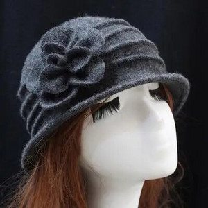 Sieviešu kupolveida fedora 100% vilnas cepures mammas cepures rudenim un ziemai cieta ziedu silta floppy cepure Vintage Retro Bowler Fedoras Caps