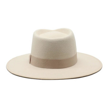 Μαλλί χειμωνιάτικο καπέλο Fedora Καπέλο τσόχα φαρδύ γείσο Γυναικεία Trilby Chapeu Καπέλο Feminino Γυναικεία τζαζ Εκκλησία Νονός Καπέλα Sombrero