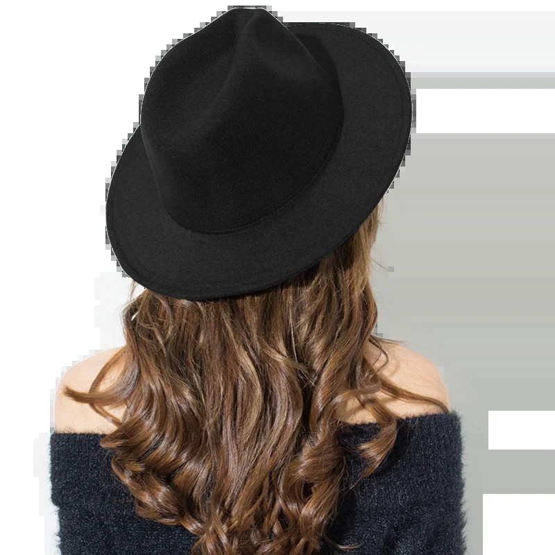 Naiste Fedora müts ühevärviline laia äärega džässimüts naistele sügistalv Briti retro Panama mütsid Klassikalised lamedad silindrimütsid