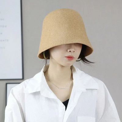 MAXSITI U Rudens un ziemas Vilnas Vintage kausa cepure Sievietēm cieta kampaņa cepure zvejnieka cepure Basin Caps