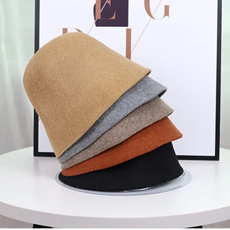 MAXSITI U Rudens un ziemas Vilnas Vintage kausa cepure Sievietēm cieta kampaņa cepure zvejnieka cepure Basin Caps