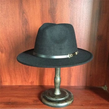 Ρετρό μάλλινο γυναικείο τσόχα Fedora Καπέλο Winter Elegant Lady Gangster Trilby Godfather Mafia Caps Μέγεθος 56-58CM Z18