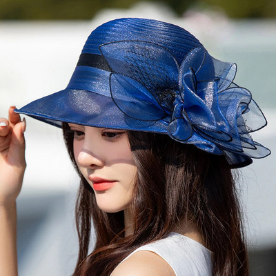 Жени Fascinator Lady Cocktail Tea Party Църковна сватбена булчинска шапка с цветя