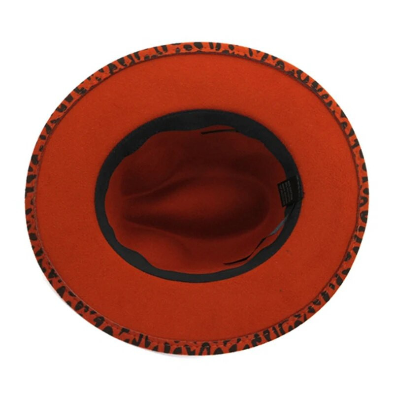 WZCX Leoparda apdruka ar platām malām meiteņu džeza cepure rudens ziemas modes jauna korejiešu versija jostas filca cepure sieviešu cepure