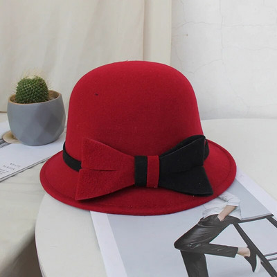 Ziedu Fedoras cepures ziemai rudenim elegantas britu dāmu vilnas zvejnieka cepures sieviešu baznīcas džeza cepures greznas ballītes filcētas cepures