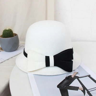 Ziedu Fedoras cepures ziemai rudenim elegantas britu dāmu vilnas zvejnieka cepures sieviešu baznīcas džeza cepures greznas ballītes filcētas cepures