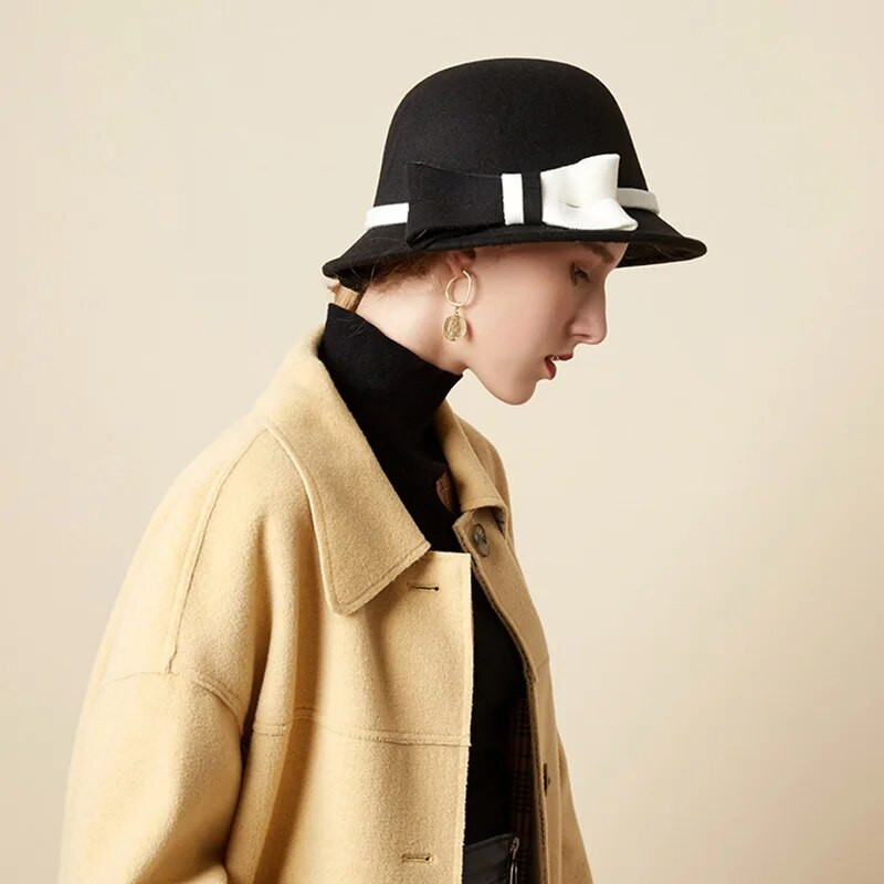 Ziedu Fedoras cepures ziemai rudenim elegantas britu dāmu vilnas zvejnieka cepures sieviešu baznīcas džeza cepures greznas ballītes filcētas cepures