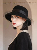 Vienkrāsu ziemas cepure Bērnu cepure ar lielām malām sietveida vilnas cilindriskā cepure sievietēm britu ziemas slavenību retro kupola baseina cepure