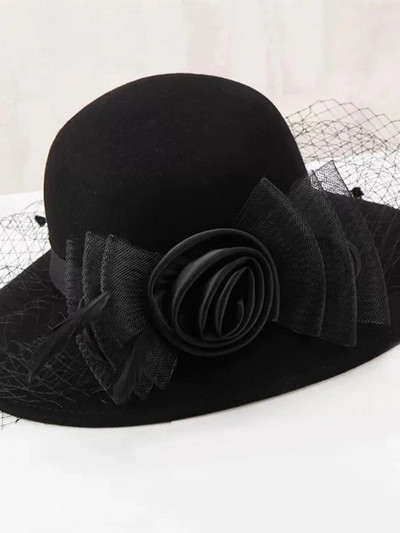 Vienkrāsu ziemas cepure Bērnu cepure ar lielām malām sietveida vilnas cilindriskā cepure sievietēm britu ziemas slavenību retro kupola baseina cepure