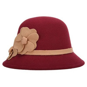 2017 Horúce dámske zimné vlnené vintage kvetinové dámske fedory plstené klobúky módne francúzske nadhadzovače sombrero fedora teplý klobúk pre ženy