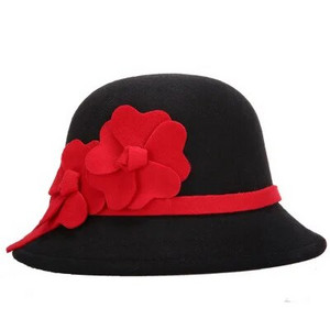 2017 Horúce dámske zimné vlnené vintage kvetinové dámske fedory plstené klobúky módne francúzske nadhadzovače sombrero fedora teplý klobúk pre ženy