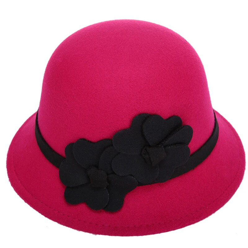 2017 Horúce dámske zimné vlnené vintage kvetinové dámske fedory plstené klobúky módne francúzske nadhadzovače sombrero fedora teplý klobúk pre ženy