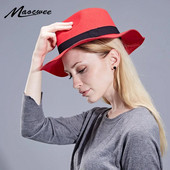 2018. aasta sügistalvine naiste viltkübar Fedoras suure äärega mütsid naistele Briti stiilis vintage kirikumütsid Lady Flat Brim Fedoras