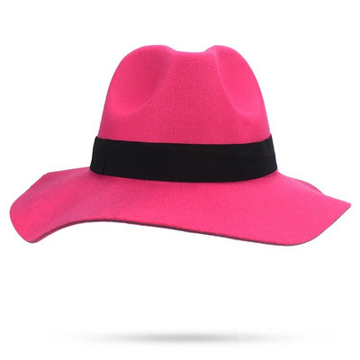 2018. aasta sügistalvine naiste viltkübar Fedoras suure äärega mütsid naistele Briti stiilis vintage kirikumütsid Lady Flat Brim Fedoras