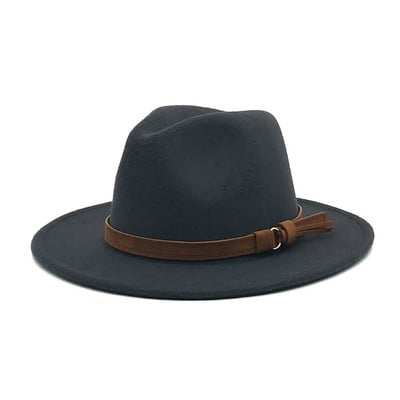 Windfall muškarci i žene Vintage Fedora šešir širokog oboda s kopčom za remen Klasični francuski umjetnički 100 vuneni šešir Šešir iz 90-ih