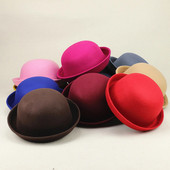 Eleganta pieaugušajiem, cieta cepure, sarullējama ar apmali Panamas bouleri cepure ar kausu vīriešu sieviešu klasiskā vilnas apaļa cepure, cepure ballītes vāciņš