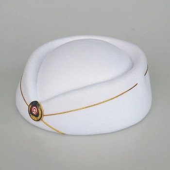 Καπέλο αεροσυνοδού για στολή γυναίκες RolePlay Props Καπέλο αεροσυνοδού με κονκάρδα καπέλο κοστουμιών για παραστάσεις σκηνής