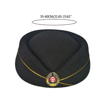 Καπέλο αεροσυνοδού για στολή γυναίκες RolePlay Props Καπέλο αεροσυνοδού με κονκάρδα καπέλο κοστουμιών για παραστάσεις σκηνής