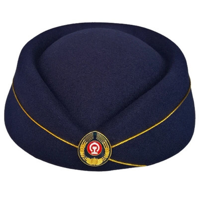 Aviokompānijas stjuartes cepure formastērpiem sievietēm lomu spēles rekvizīti Stjuartes cepure ar nozīmīti skatuves priekšnesumu kostīmu cepure