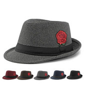 Sügis- ja talvised naiste Fedora mütsid, väikesed äärega mütsid naistele, puuvillane polüester 56-58 cm tikandid, roosimustrid, mood daamid