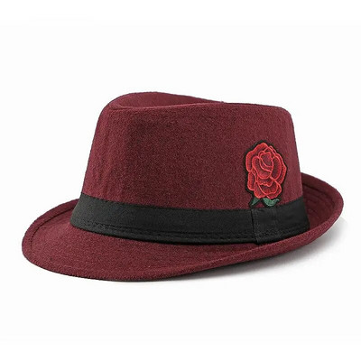 Sügis- ja talvised naiste Fedora mütsid, väikesed äärega mütsid naistele, puuvillane polüester 56-58 cm tikandid, roosimustrid, mood daamid