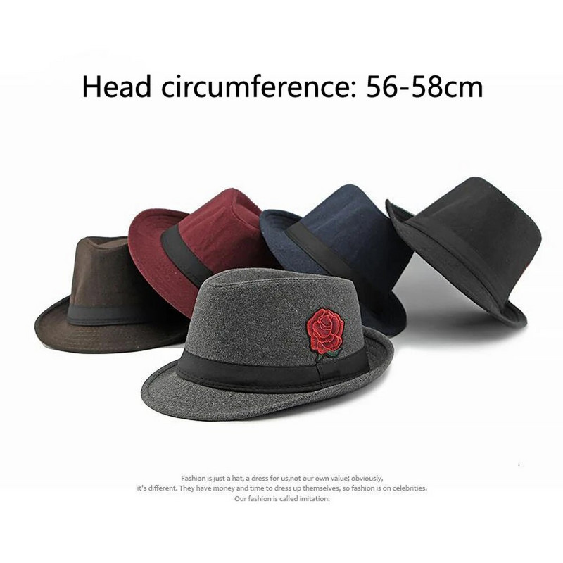 Sügis- ja talvised naiste Fedora mütsid, väikesed äärega mütsid naistele, puuvillane polüester 56-58 cm tikandid, roosimustrid, mood daamid