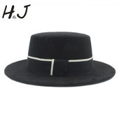 Sievietes Vīrieši Vilna Plakana Homburg Fedora Cepure Eleganta Dāma Ziemas Rudens Džeza Baznīca Laivotājs Cūkgaļas Pīrāgs Top Cepures Melna Lente Labs Iepakojums