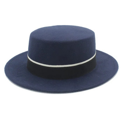 Sievietes Vīrieši Vilna Plakana Homburg Fedora Cepure Eleganta Dāma Ziemas Rudens Džeza Baznīca Laivotājs Cūkgaļas Pīrāgs Top Cepures Melna Lente Labs Iepakojums