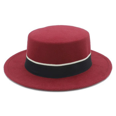 Sievietes Vīrieši Vilna Plakana Homburg Fedora Cepure Eleganta Dāma Ziemas Rudens Džeza Baznīca Laivotājs Cūkgaļas Pīrāgs Top Cepures Melna Lente Labs Iepakojums