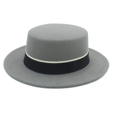 Sievietes Vīrieši Vilna Plakana Homburg Fedora Cepure Eleganta Dāma Ziemas Rudens Džeza Baznīca Laivotājs Cūkgaļas Pīrāgs Top Cepures Melna Lente Labs Iepakojums