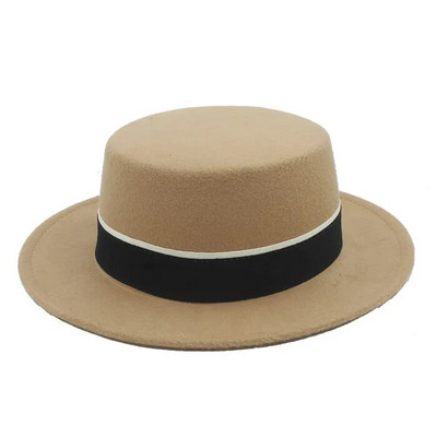 Sievietes Vīrieši Vilna Plakana Homburg Fedora Cepure Eleganta Dāma Ziemas Rudens Džeza Baznīca Laivotājs Cūkgaļas Pīrāgs Top Cepures Melna Lente Labs Iepakojums