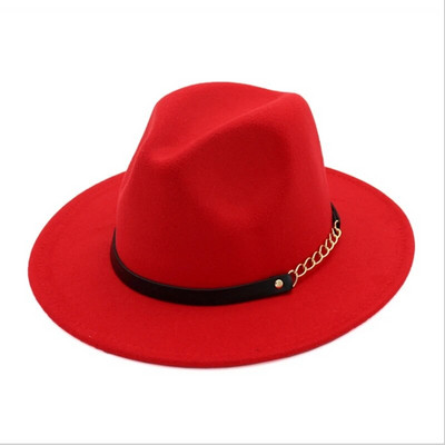 WZCX vienkrāsains korejiešu variants sieviešu džeza cepure rudens ziemas ikdienišķa plūdmaiņas josta retro sarkana filca cepure pieaugušajiem cepure