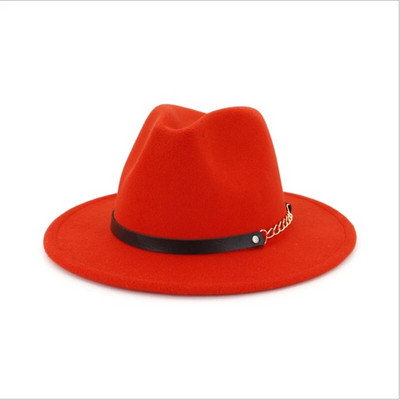 WZCX vienkrāsains korejiešu variants sieviešu džeza cepure rudens ziemas ikdienišķa plūdmaiņas josta retro sarkana filca cepure pieaugušajiem cepure