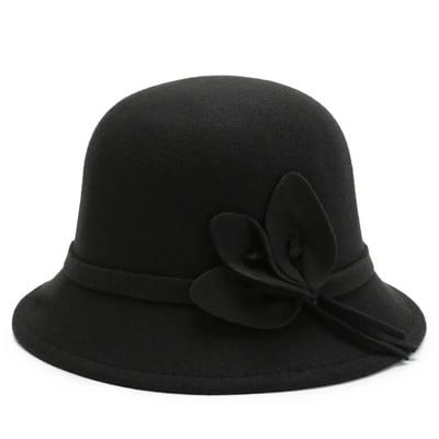 Ženski vintage šešir s kupolom Jesen Zima Vuneni šeširi Elegantna fedora kapa s cvijetom Šešir od sunca Putni ležerni šešir Crkveni fedora