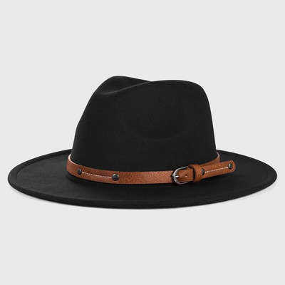 Ziemas vilnas Fedora silta džeza cepure sievietēm vīriešiem Vintage vienkrāsains unisex bowler vāciņš rudens plakanām malām filca Trilby cepures