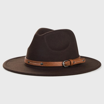Ziemas vilnas Fedora silta džeza cepure sievietēm vīriešiem Vintage vienkrāsains unisex bowler vāciņš rudens plakanām malām filca Trilby cepures
