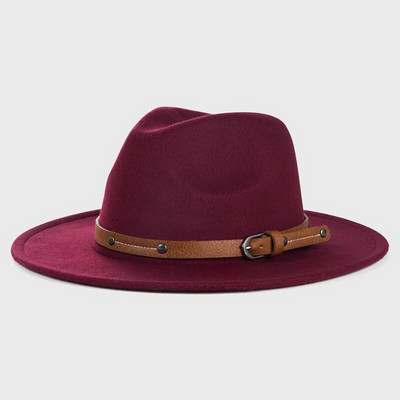 Ziemas vilnas Fedora silta džeza cepure sievietēm vīriešiem Vintage vienkrāsains unisex bowler vāciņš rudens plakanām malām filca Trilby cepures