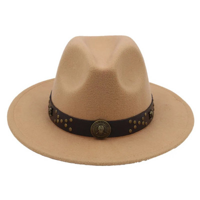 Ziemas rudens vilnas sieviešu Fedora cepure ar platām malām dāmu džeza baznīcas krusttēva steampunk cepures izmērs 56-58 cm