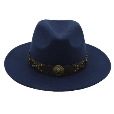 Ziemas rudens vilnas sieviešu Fedora cepure ar platām malām dāmu džeza baznīcas krusttēva steampunk cepures izmērs 56-58 cm