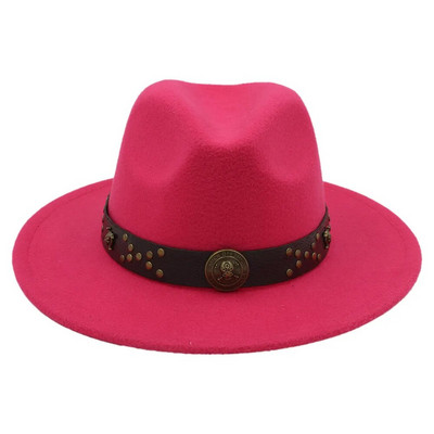 Ziemas rudens vilnas sieviešu Fedora cepure ar platām malām dāmu džeza baznīcas krusttēva steampunk cepures izmērs 56-58 cm