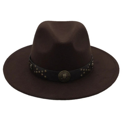 Ziemas rudens vilnas sieviešu Fedora cepure ar platām malām dāmu džeza baznīcas krusttēva steampunk cepures izmērs 56-58 cm