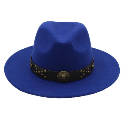 Ziemas rudens vilnas sieviešu Fedora cepure ar platām malām dāmu džeza baznīcas krusttēva steampunk cepures izmērs 56-58 cm