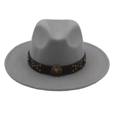 Ziemas rudens vilnas sieviešu Fedora cepure ar platām malām dāmu džeza baznīcas krusttēva steampunk cepures izmērs 56-58 cm