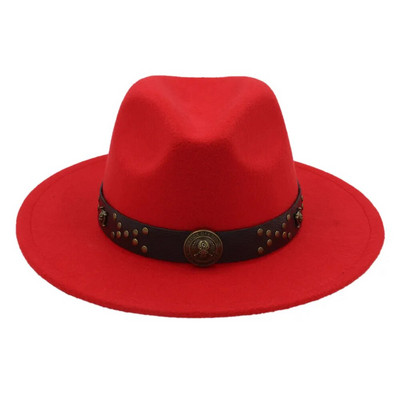 Ziemas rudens vilnas sieviešu Fedora cepure ar platām malām dāmu džeza baznīcas krusttēva steampunk cepures izmērs 56-58 cm