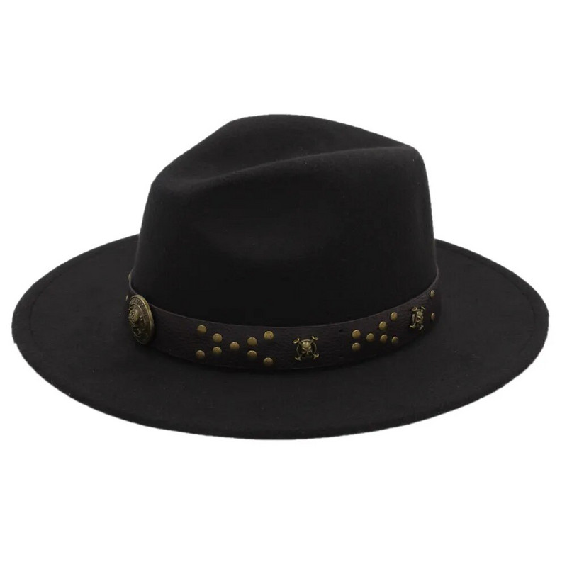 Ziemas rudens vilnas sieviešu Fedora cepure ar platām malām dāmu džeza baznīcas krusttēva steampunk cepures izmērs 56-58 cm